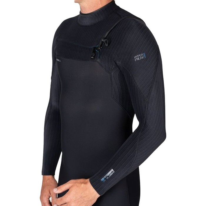 2024 O'Neill Mens Hyperfreak Wind 4/3mm+ Chest Zip Wetsuit 5628 - Black